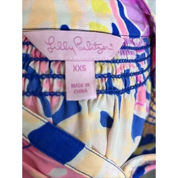 Lilly Pulitzer Silk Blouse Multicolor Oversized Size XXS -S (Read Measurements) - Picture 7 of 9